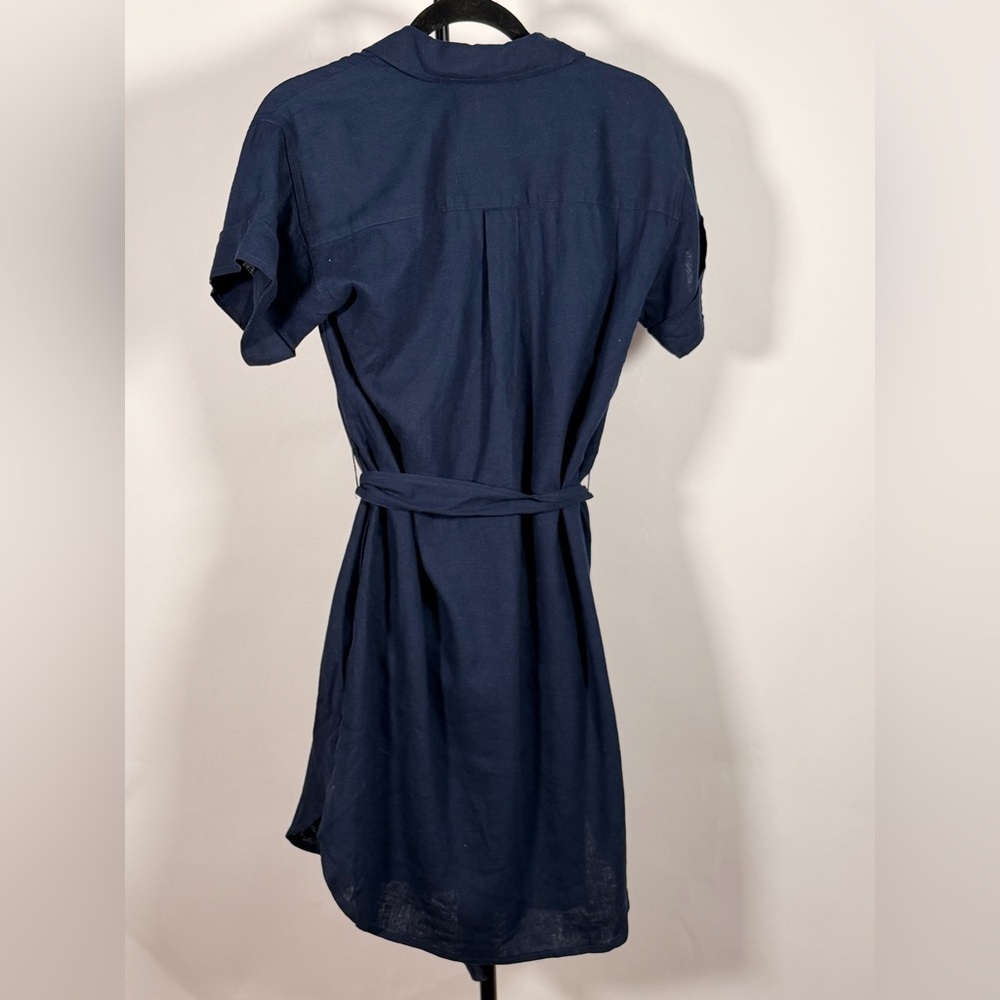 NWT JCrew Factory Linen-blend belted mini shirt-dress - Picture 5 of 8